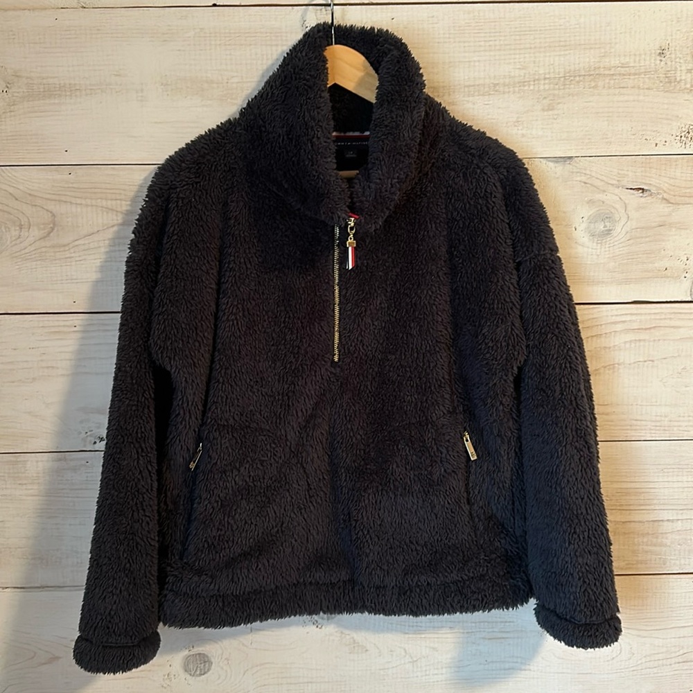 Dark Blue Tommy Hilfiger Fuzzy Quarter Zip